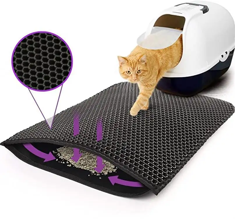 Tappetino portatile per sabbia per gatti personalizzato facile da pulire per lettiera, tappetino per lettiera per animali domestici in EVA riutilizzabile pieghevole antiscivolo