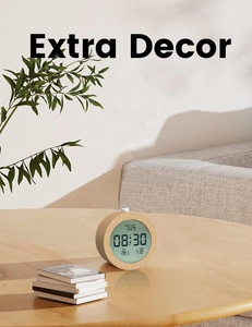 Large Display Desktop Table Time Temperature Date LCD Digital Desk Alarm <strong>Clock</strong> <strong>With</strong> Real Bamboo Frame - Product Image 6