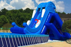 40ft thương mại lớn nhất hồ trượt & bay bay Inflatable screamer trượt nước với trên mặt đất hồ bơi - Product Image 6