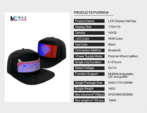 Maxcolor Led шапка для сообщений с USB зарядкой управление через приложение прокрутка сообщения светодиодный дисплей Gorras Снэпбэк программируемая светодиодная шапка для сообщений - Product Image 5