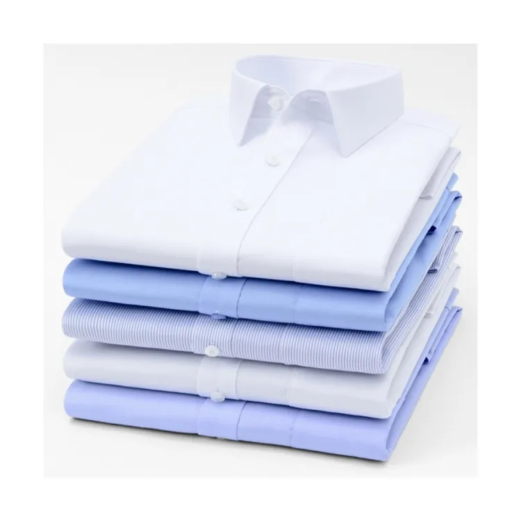 Camisas masculinas de algodão sem ferro 100%, logotipo personalizado, camisa de manga longa para homens