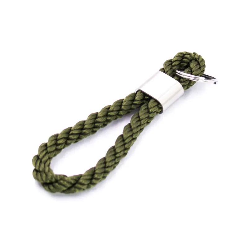 Porte-clés personnalisé en cuir vert olive, torsadé de 8mm, vente en gros