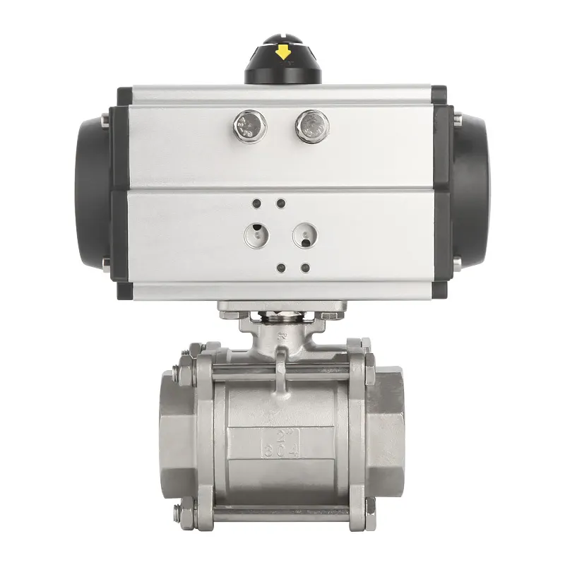 1 Inch 3 Pcs 2 Way 1000 Wog Stainless Steel 304 Actuated Air Control Ball Valve With Limit Switch Pneumatic Ball Valve