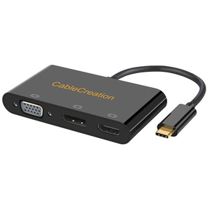 促销价格USB C至HDMI VGA DP适配器类型C公至HDMI VGA显示端口母3合1适配器 - Product Image 1