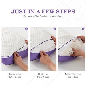 サイドスタックバックスリーパー調整可能なシュレッドメモリフォームピロークイーンサイズ睡眠用冷却ベッド枕取り外し可能カバー付き - Product Image 5