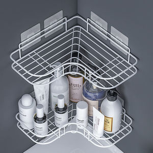Forte Adhesive Metal Corner Armazenamento Rack Punch-Free Toalete Triângulo Ferro Banheiro Prateleira