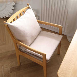 Sillón de madera de roble blanco sólido con cojín suave, silla de comedor de tamaño pequeño, juego de silla de escritorio de estudio y aprendizaje de madera Original - Product Image 3