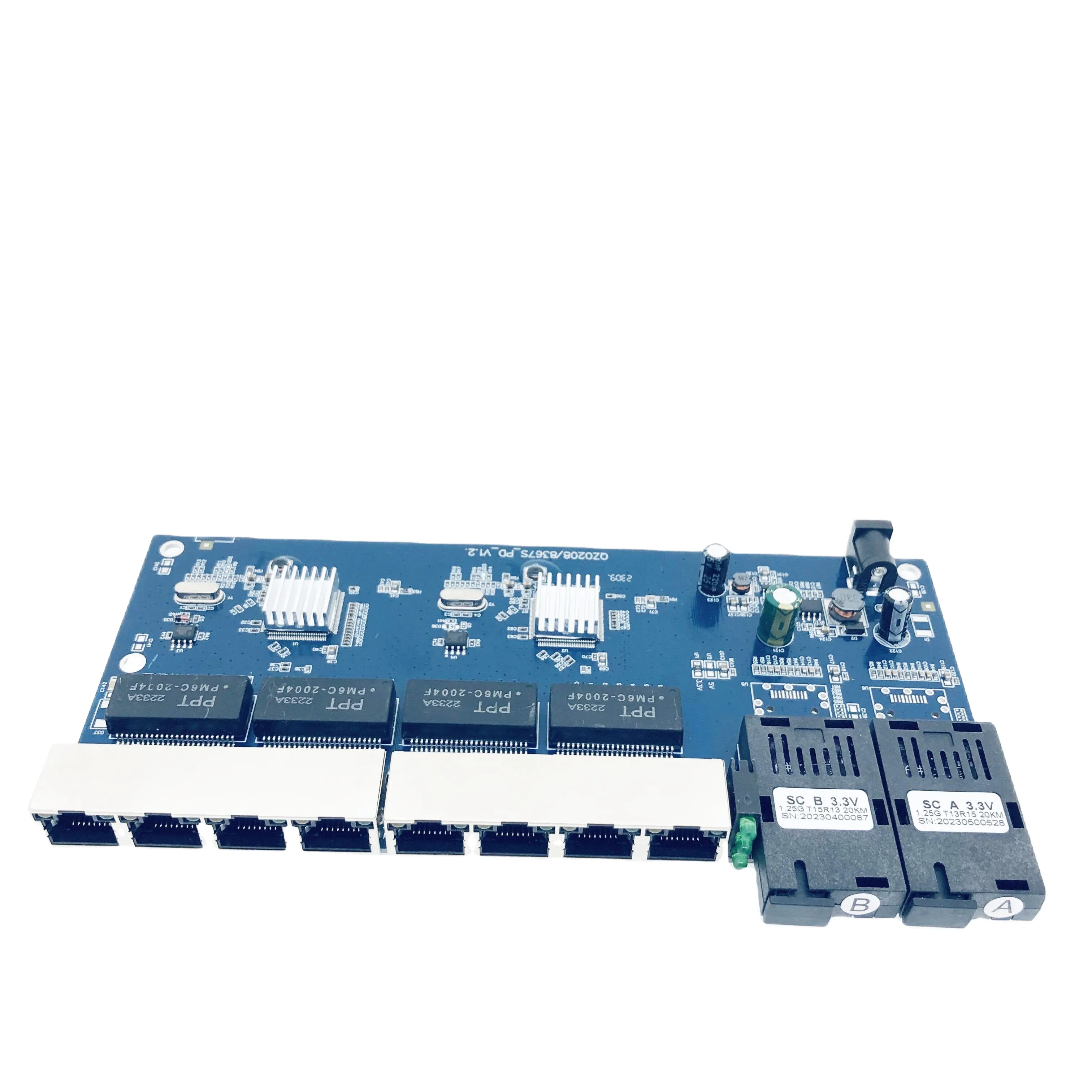 Rtxmc Gigabit Reverse PoE Switch 10/100/1000M อีเทอร์เน็ต8 Rj45 LAN UTP 2 SC พอร์ตไฟเบอร์สวิตช์ rpoe บอร์ด PCB แปลงสื่อ