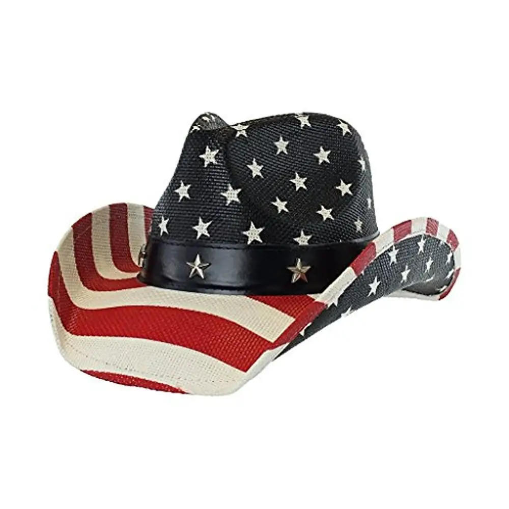 Cappelli da Cowboy Cowgirl occidentali con bandiera americana stampata all'ingrosso