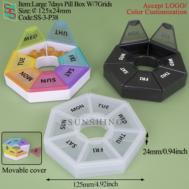 P38 Large 7days Pill Box W/7Grids