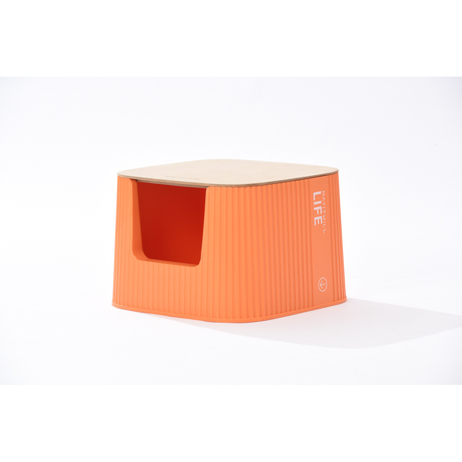 Tapa de almacenamiento de madera de bambú naranja vibrante