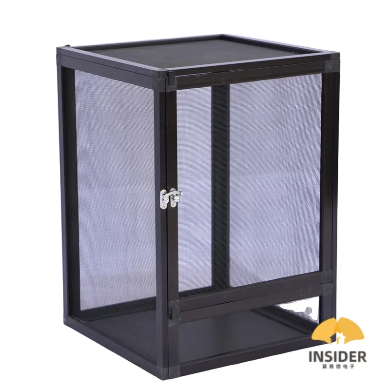 อะลูมิเนี่ยมสัตว์เลื้อยคลาน Terrarium Cage Pvc สำหรับสัตว์เลี้ยงสัตว์เลื้อยคลาน42*42*66ซม. สีดำ/ เงินแบน