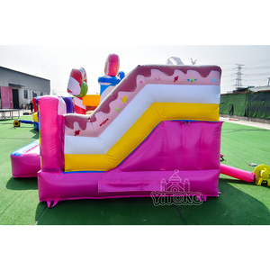 Thương mại <span class=keywords><strong>Inflatable</strong></span> Bouncer chất lượng tốt kẹo màu hồng <span class=keywords><strong>Inflatable</strong></span> lâu đài bouncy với trượt Combo ngoài trời trẻ em cho bên cho thuê - Product Image 3