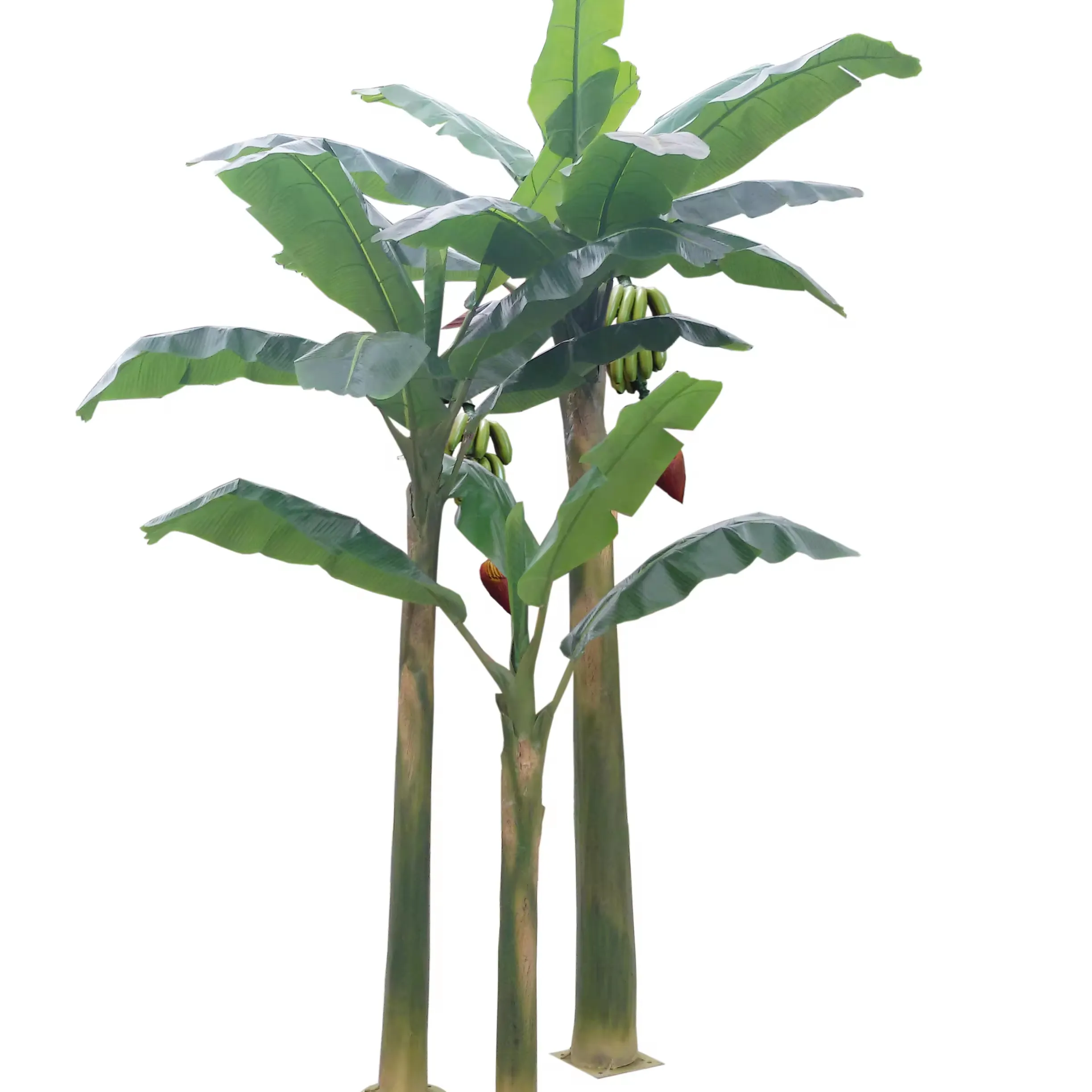 شجرة الموزا الصناعية الكبيرة المقاومة للماء في الهواء الطلق شجرة شجر الموز أجداد الخضراء للزينة العامة شجرة كبيرة من الألياف الزجاجية للبيع بالجملة