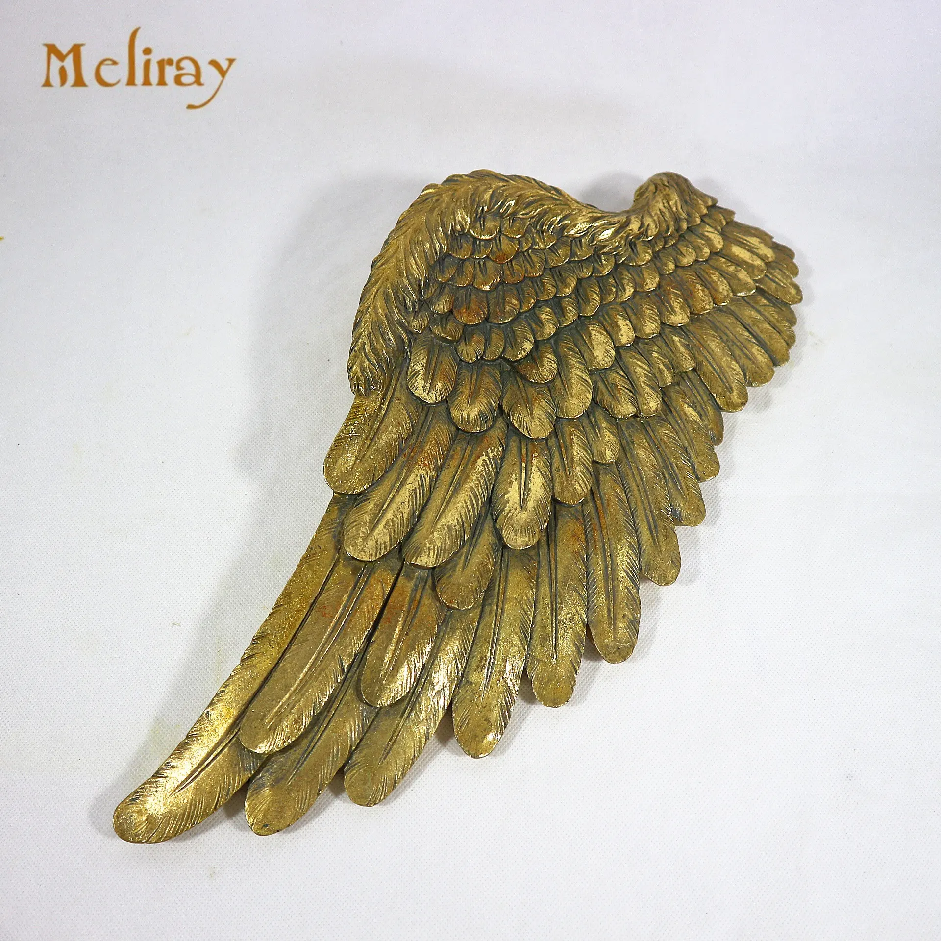 Table murale d'aile d'ange artificielle en résine, artisanat décoratif en métal doré, cadeau unique, décorations pour la maison