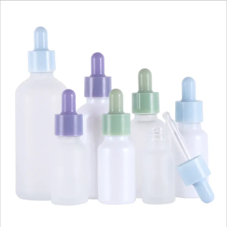 30ml 50ml Frosted Cosmetic dropper oil Bottle 15ml 100ml Luxury glass bottle dropper skincare white glass dropper bottles