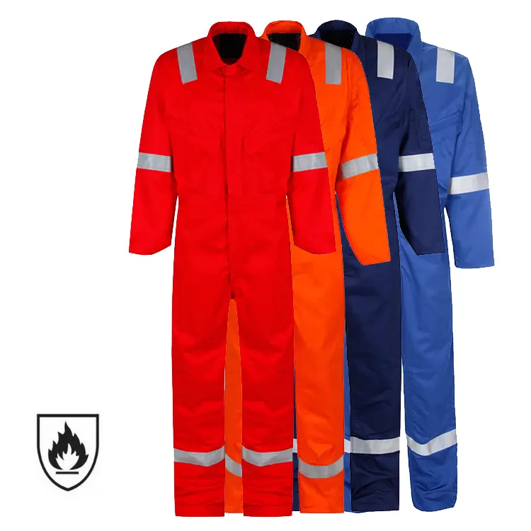 Vendita calda NFPA 2112 EN 11612 olio e Gas ignifugo personalizzato uniforme di sicurezza uniforme resistente alla fiamma tuta abbigliamento da lavoro