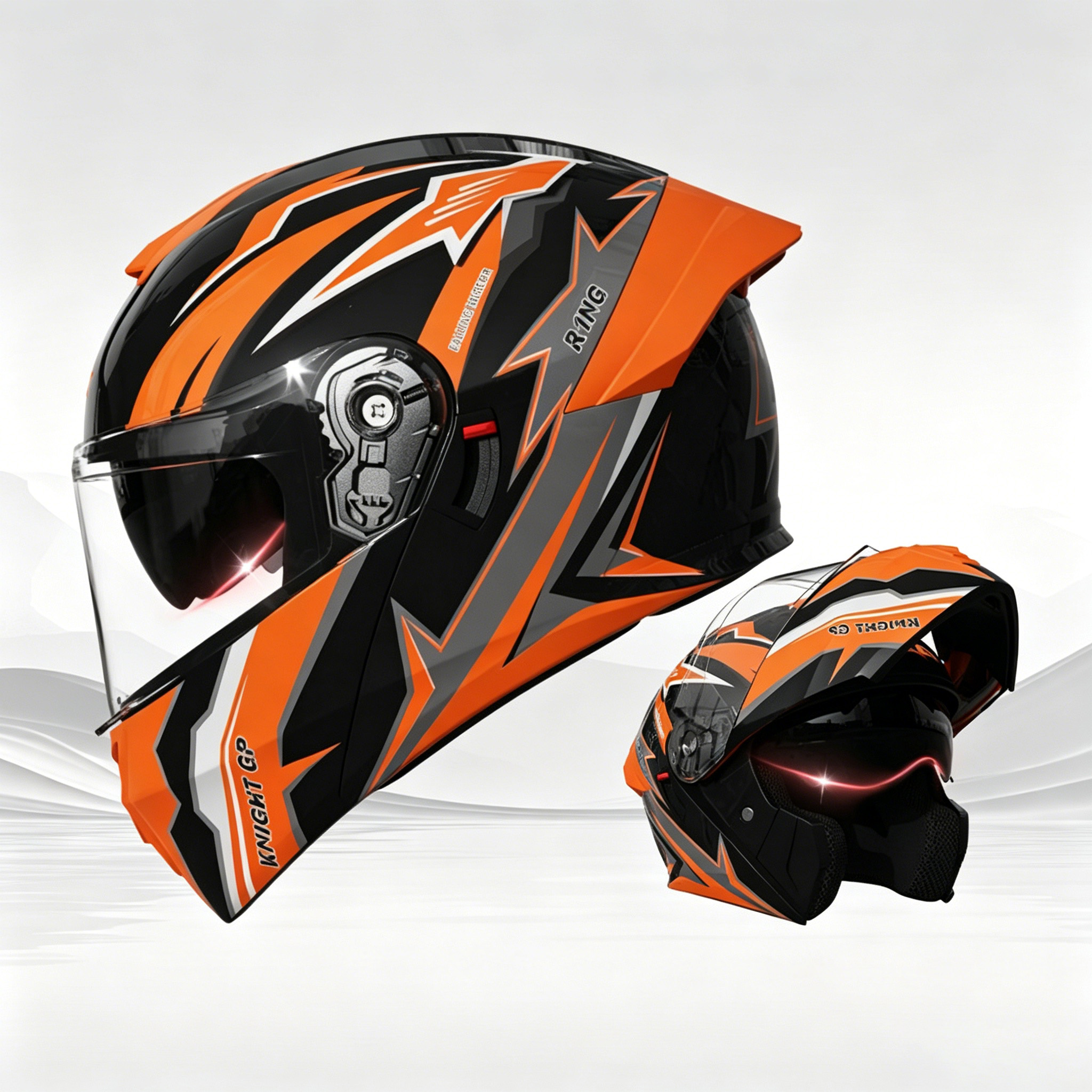 Caballero negro y naranja