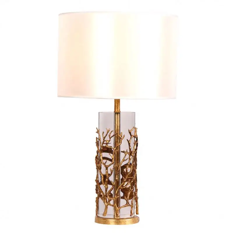 Lampe de chevet de chambre à coucher en verre de campagne américaine Fashion living room model room wedding decoration modern simple table lamp