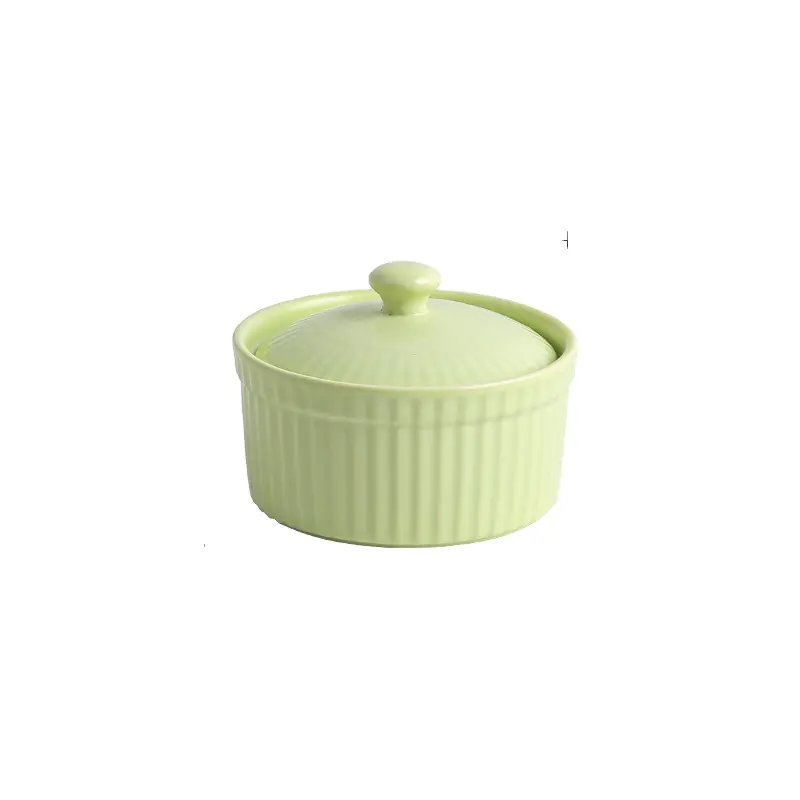 Cerâmica Pequeno Baking Bowl Souffle Double-Skin Leite Vaporizado Egg Bowl com Tampa