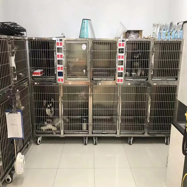 OSCAT di alta qualità veterinaria in acciaio inox gatto Pet espositore gabbia cane canile gabbia con ruote