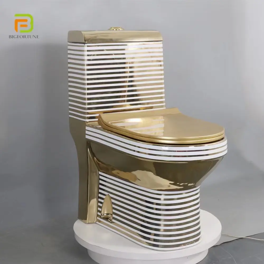 Royal Style Sanitär ware P Trap Luxus dekoration Einteilige Kommode Keramik Gold Farbe Bidet Badezimmer Diamant Goldene Toilette