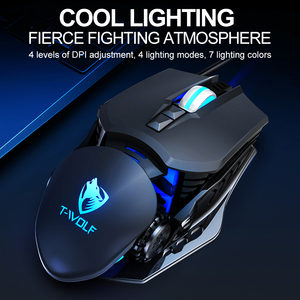 Più recente T-Wolf G530 gioco mouse USB macro definizione cablato mouse luminoso per PC luce programmabile mouse da gioco