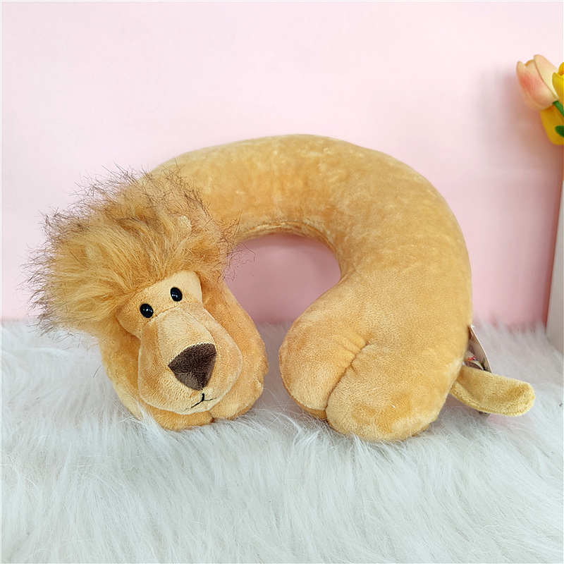 Yellow lion U-shaped pillow