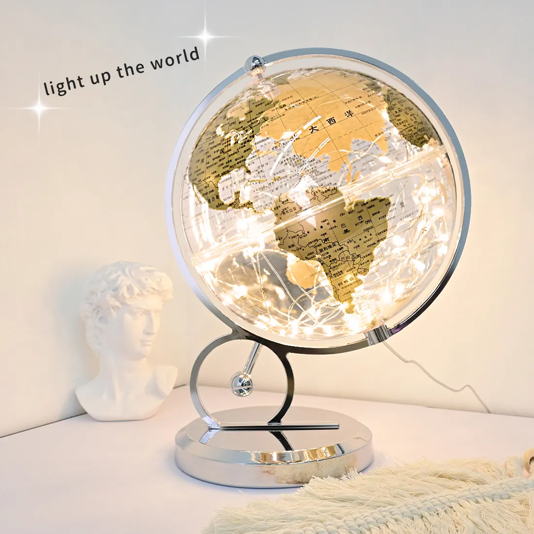 Lampada a globo a led illuminata trasparente trasparente da 20cm e 8 pollici per l'istruzione home office hotel