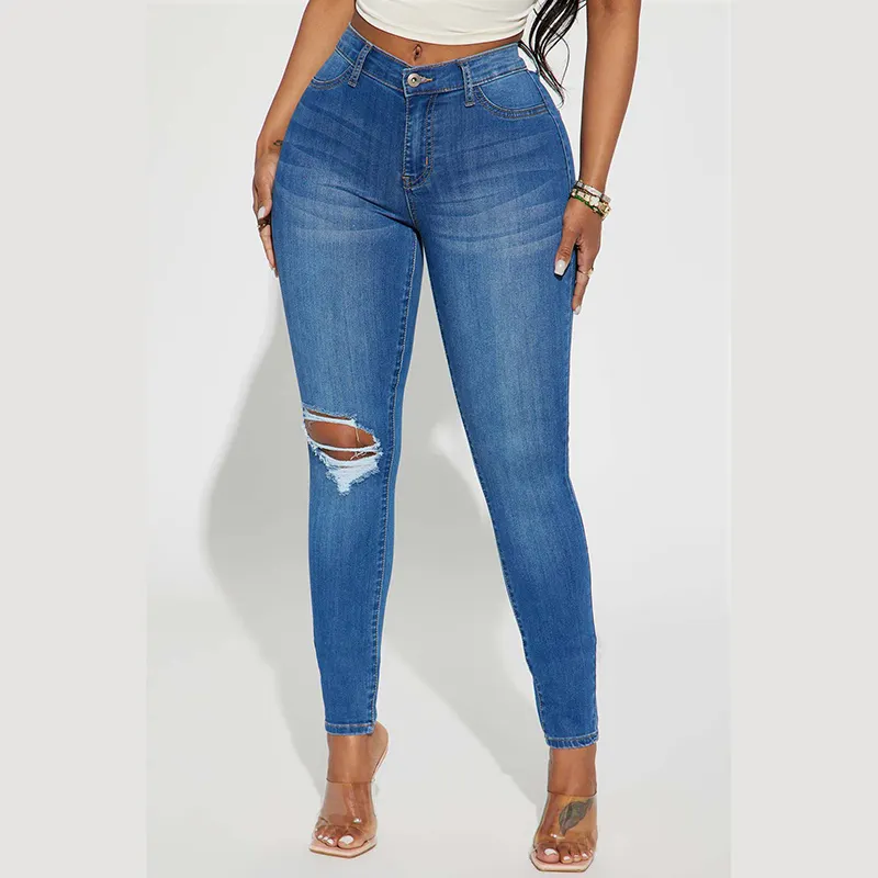 Bán buôn Tây cao eo rộng chân Womens, jeans Retro ngành công nghiệp nặng lỏng ống thẳng dọc cảm giác jeans/
