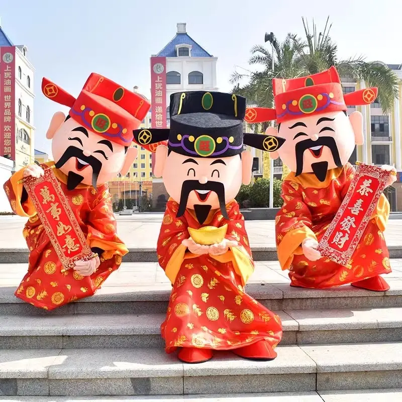 Funtoys MOQ 1 PCS Neujahr Gott des Reichtums Maskottchen Kostüm Chinesisches Neujahr Glücks gott Kostüm Caishen Kleidung Maskottchen Kostüm