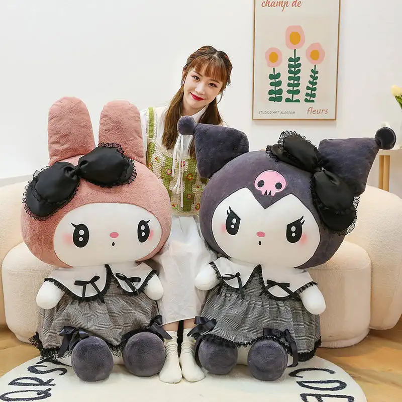 만화 애니메이션 블랙 메이드 Kuromi 멜로디 cinnameroll Kawaii 플러시 장난감 귀여운 인형 Plushie 인형 어린이 생일 선물