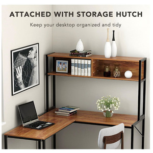 Multifunction Workstation Laptop PC <strong>Table</strong> New <strong>Computer</strong> Desk with Shelf Storage Bookcase and Frame - Product Image 4