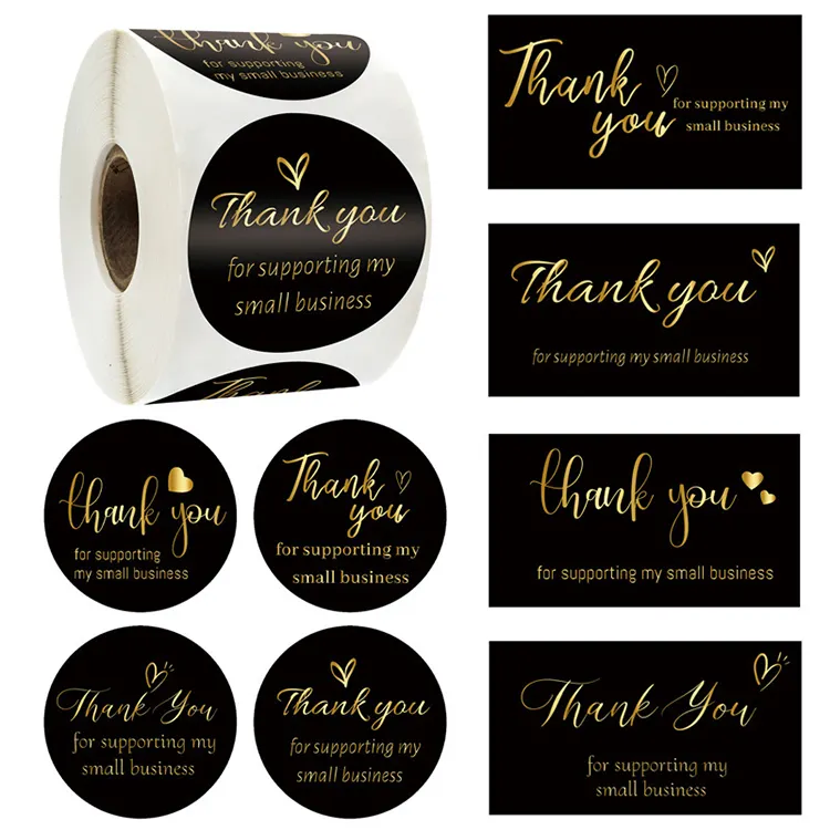 Carta regalo nera personalizzata di lusso dal Design gratuito con Logo in lamina grazie per le piccole imprese