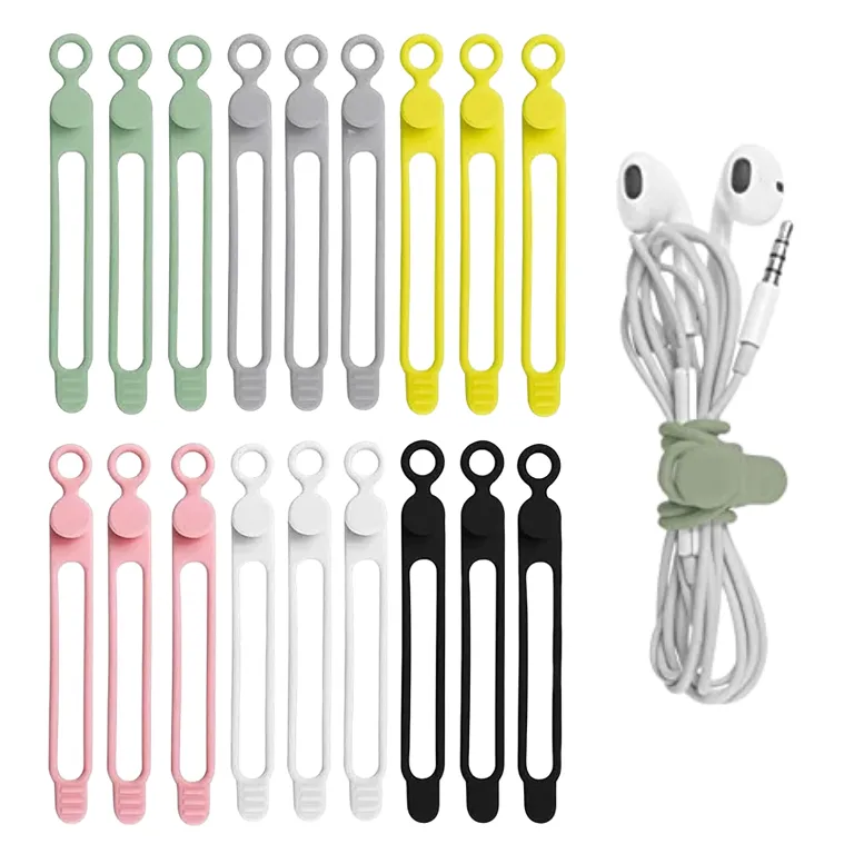 Ds1819 Kabel Organizer Kabelband Clips Draad Organizer Voor Oortelefoon Koord Organizer Voor Apparaten Herbruikbare Siliconen Kabelbinders