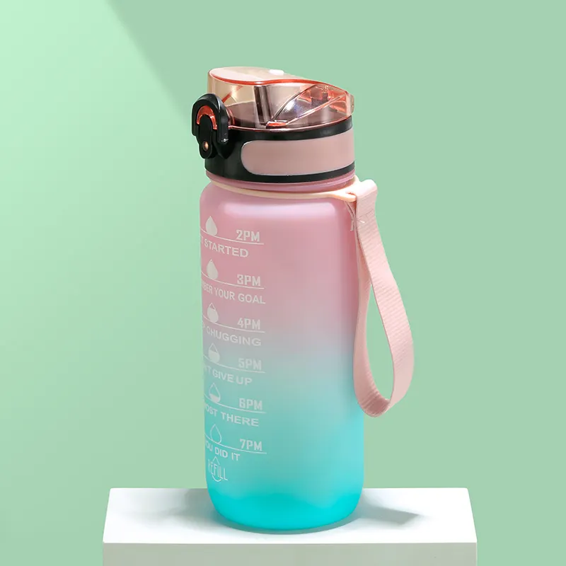 Panas dapat digunakan kembali 1 galon bening olahraga Gym botol air plastik dengan Logo khusus
