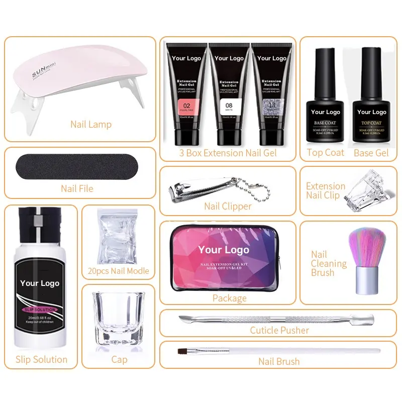 Nagelzubehör Kosmetikprodukte Großhandel hämmenfreies 15ML Nagellack-Gel-Emaille UV-Poly-Acrylgel-Kit Set