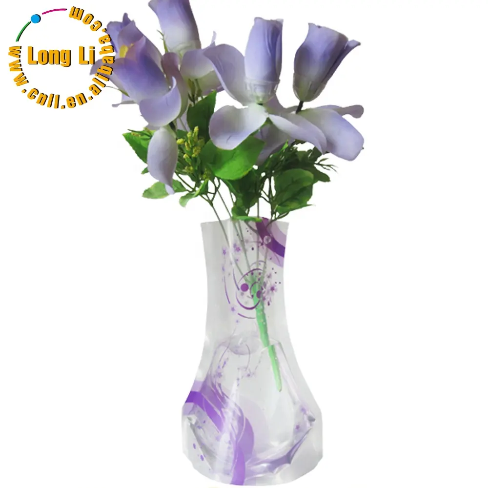 Vaso pieghevole in plastica personalizzato vaso di fiori pieghevole in PVC progetta fiori decorativi per l'anniversario contemporaneo 15 giorni