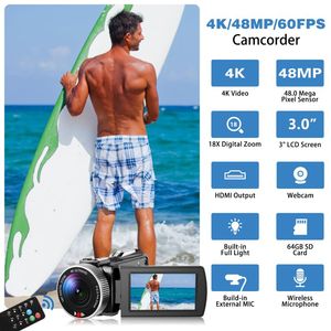 超高清3英寸屏幕18X数字变焦录像机摄像机4K 48MP 60FPS摄像机，带遥控器 - Product Image 5