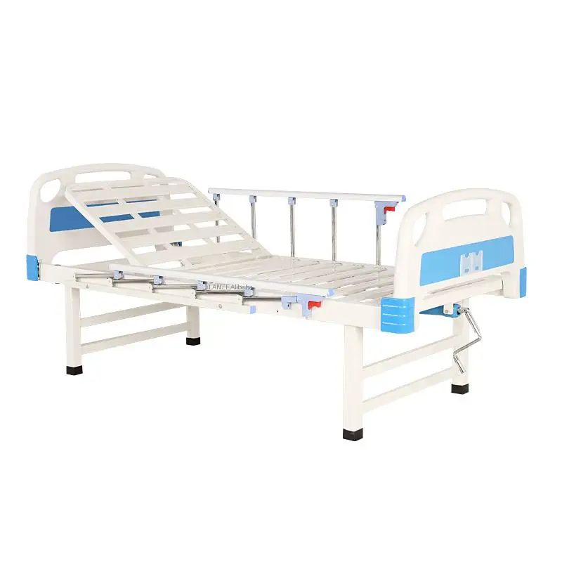 Tıbbi ekipman bir krank manuel hastane yatağı ABS alüminyum alaşım Siderails hastane kabininden kırmızı renk yatak ucuz hastane yatağı
