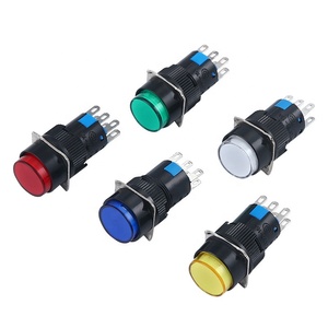 LA16-11 16MM kendinden kilitleme yuvarlak düz düğme anahtarı küçük Inching güç düğmesi anahtarı - Product Image 4