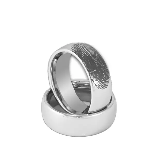 Feuerbestattung 8MM Gewölbtem Titan Ring Nach Gravierte Fingerprint Mens Wedding Band, Speicher Finger Mark Ring