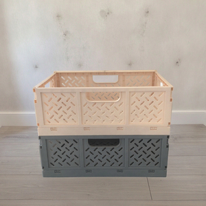 Cesta de plástico apilable encajable PP Tote Contenedor plegable de malla metálica para uso doméstico Estante de reciclaje Almacenamiento de lavadora - Product Image 4