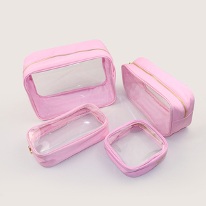 S/M/L/XL temizle şeffaf PVC makyaj çantaları mektup yamalar kozmetik çantası seyahat tuvalet organizatör su geçirmez tuvalet kılıfı - Product Image 3