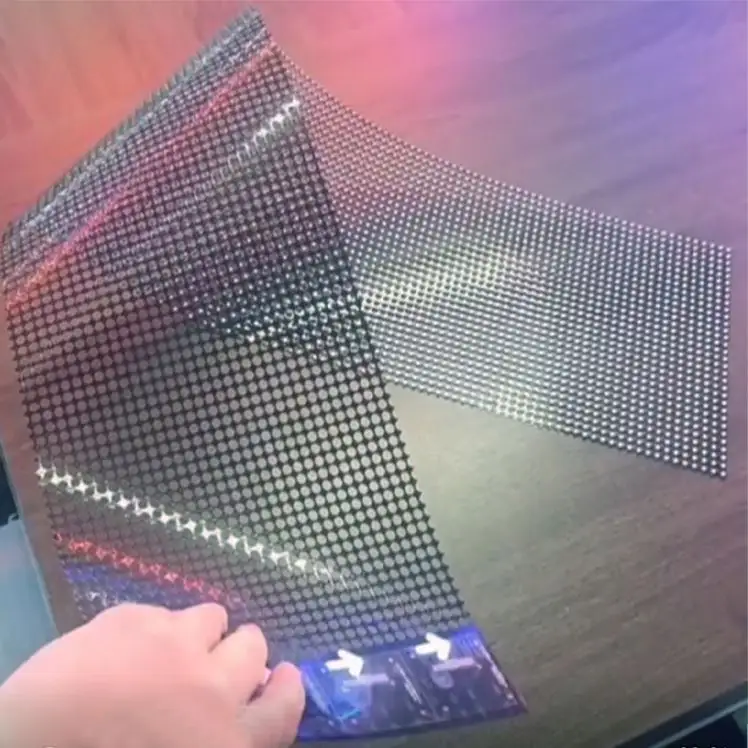 Layar Led transparan kaca lampu sorot terang hologram layar Led transparan