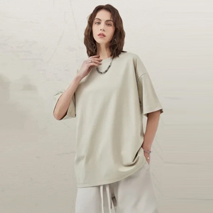 100% Cotton Oversized <strong>Drop</strong> Shoulder Print T-Shirts Custom <strong>Brand</strong> Design for Men Women Blank Formal with Solid Pattern OEM Service - Product Image 2