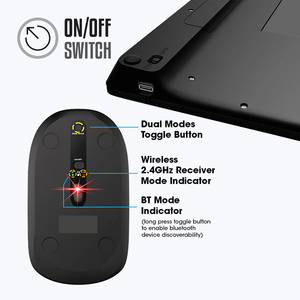 Wireless <strong>Keyboard</strong> <strong>and</strong> <strong>Mouse</strong> Set with Bluetooth multiconnect 2.4GHz Receiver 1600DPI Smartphone/Tablet Holder <strong>keyboard</strong> Combo Kit - Product Image 3
