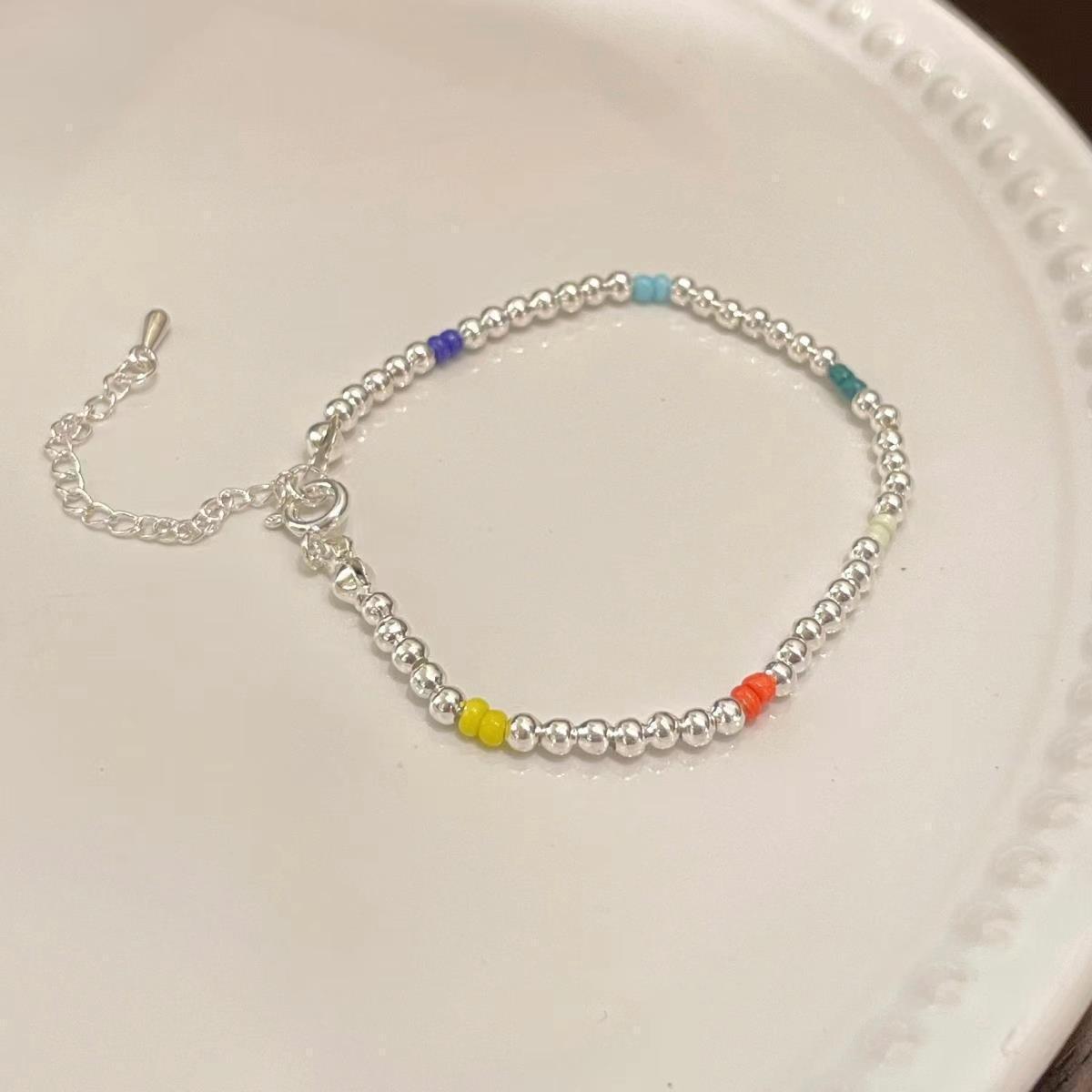 Bracelet cercle uni perlé coloré-Multi