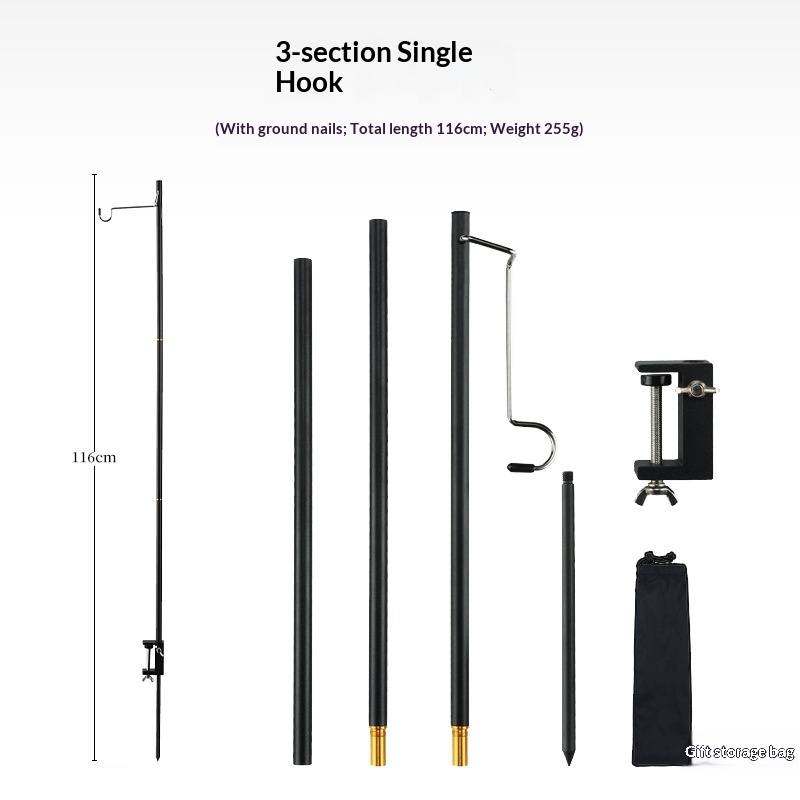 Three single hook black (with ground nail) with a total length