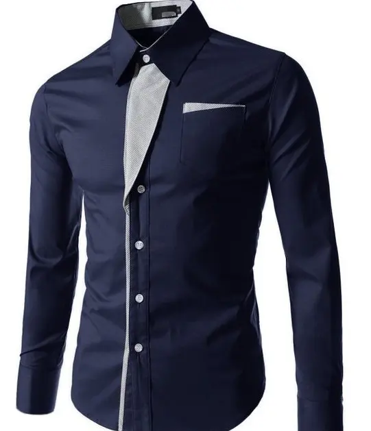 Camisa masculina listrada com mangas compridas, camisa de manga longa em quatro cores